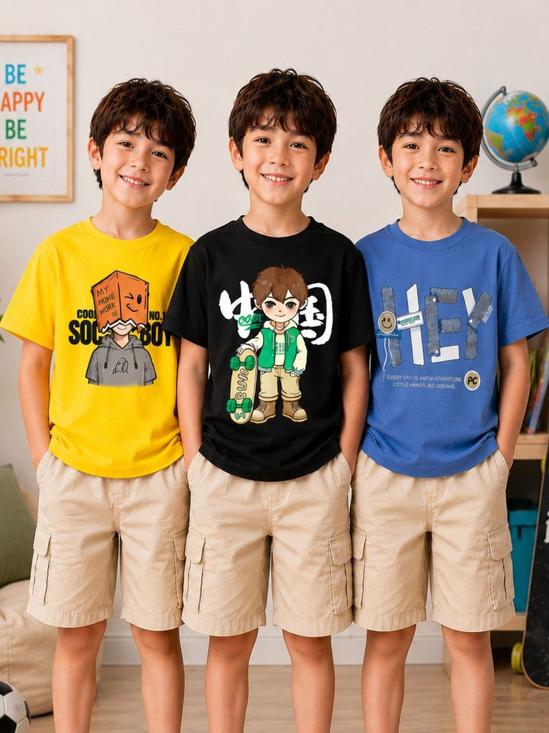 KEESOR Boys Pack of 3 Cotton T-shirt