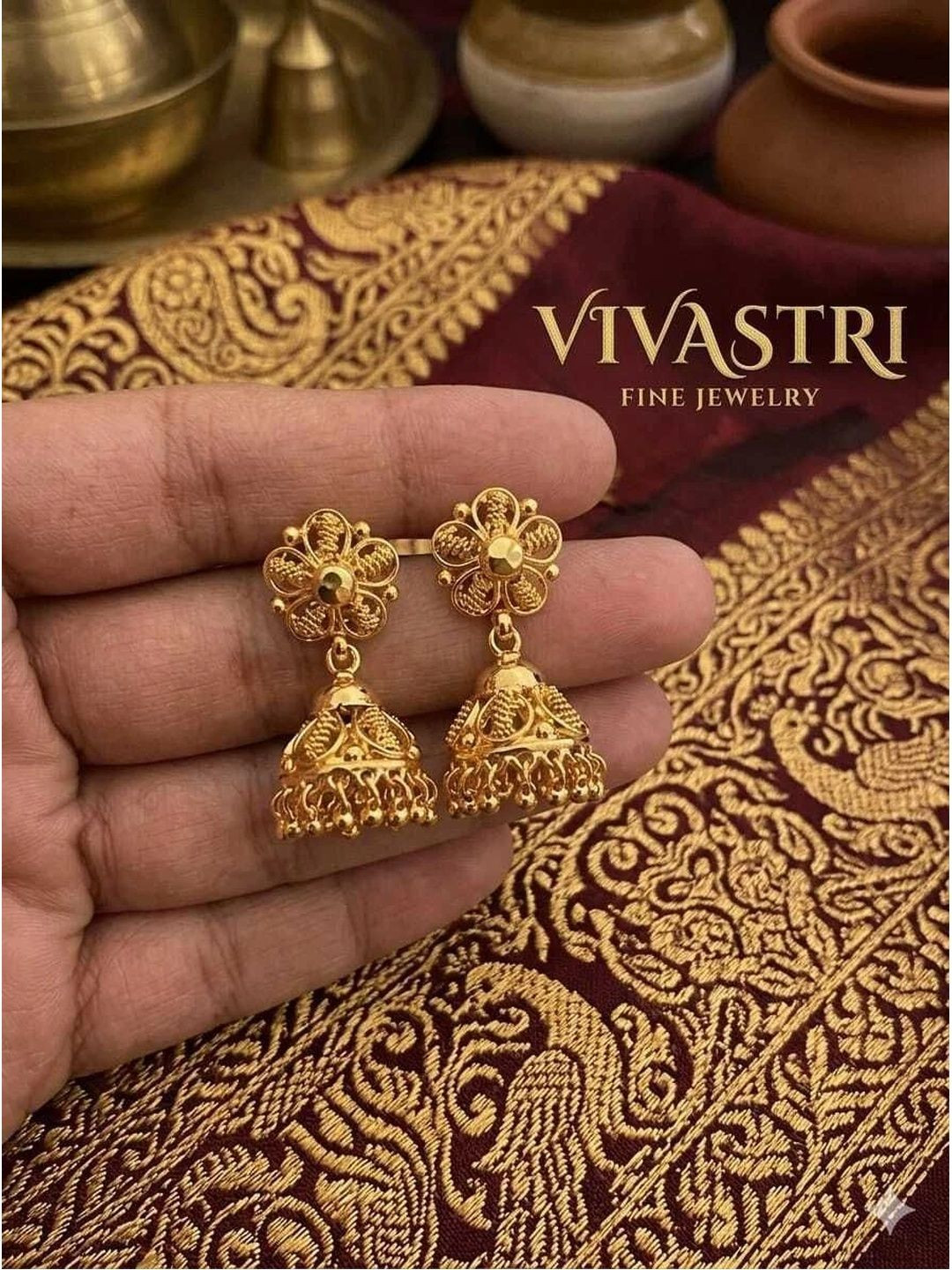 VIVASTRI Floral Jhumkas Earrings