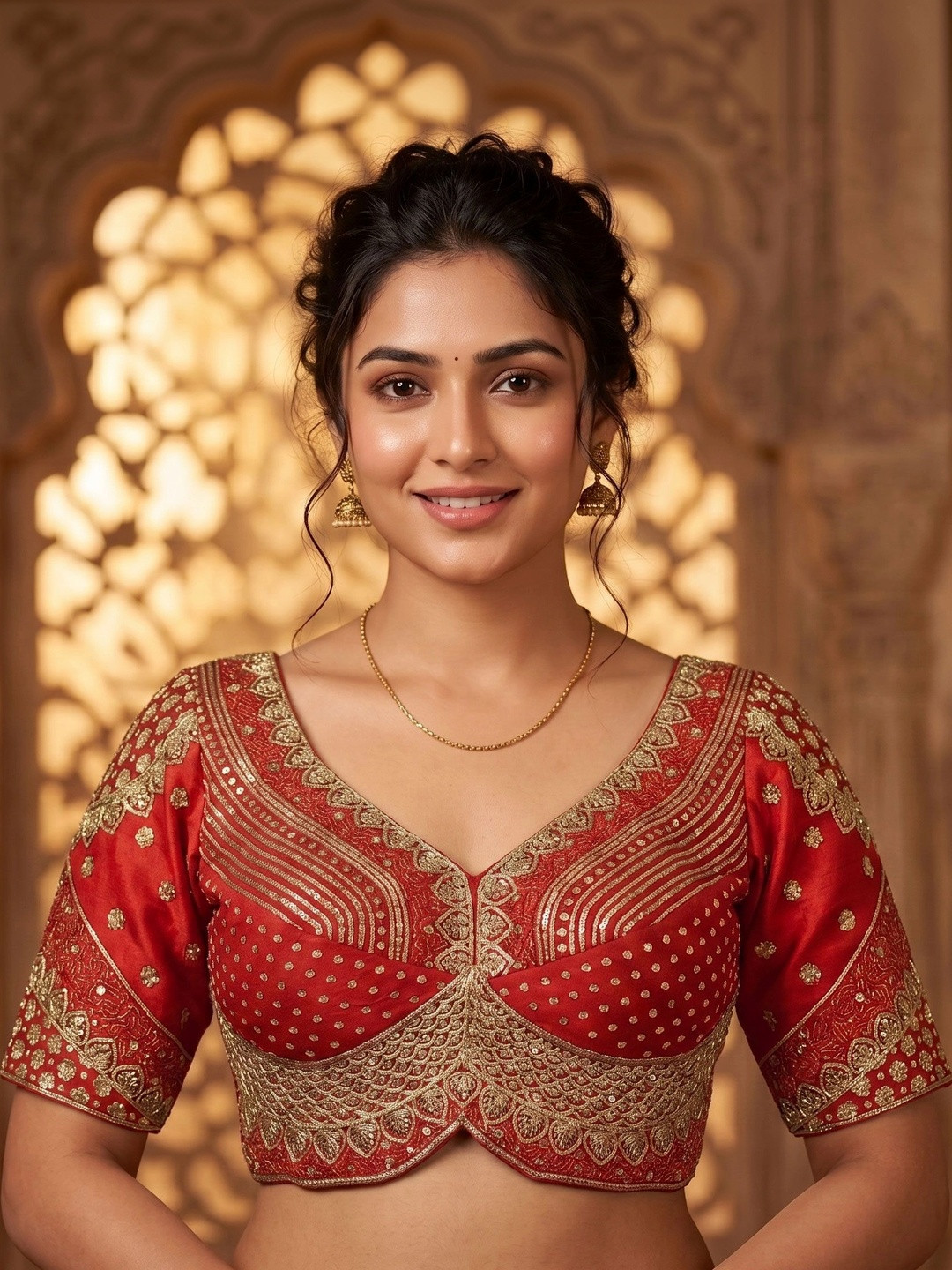 freelax Cotton Embellished Zari Saree Blouse