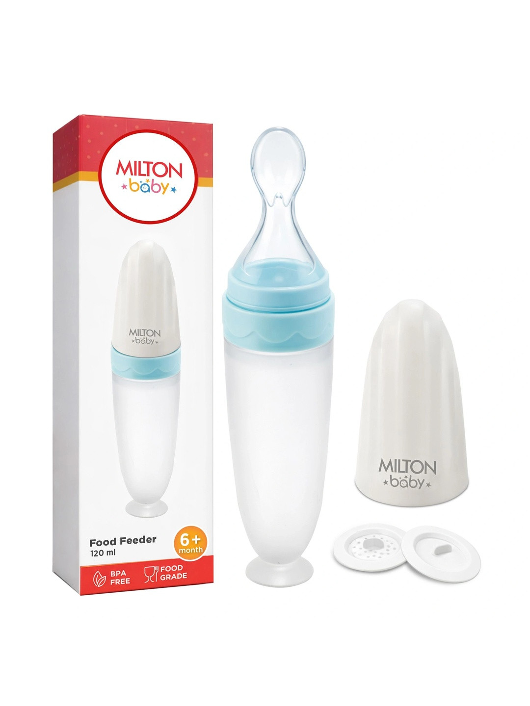 Milton Baby Sky Blue Solid Silicone BPA-Free Anti-Spill Spoon Food Feeder