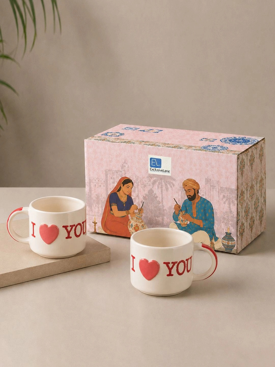 ExclusiveLane Set of 2 I Love You Ceramic Coffee Mugs