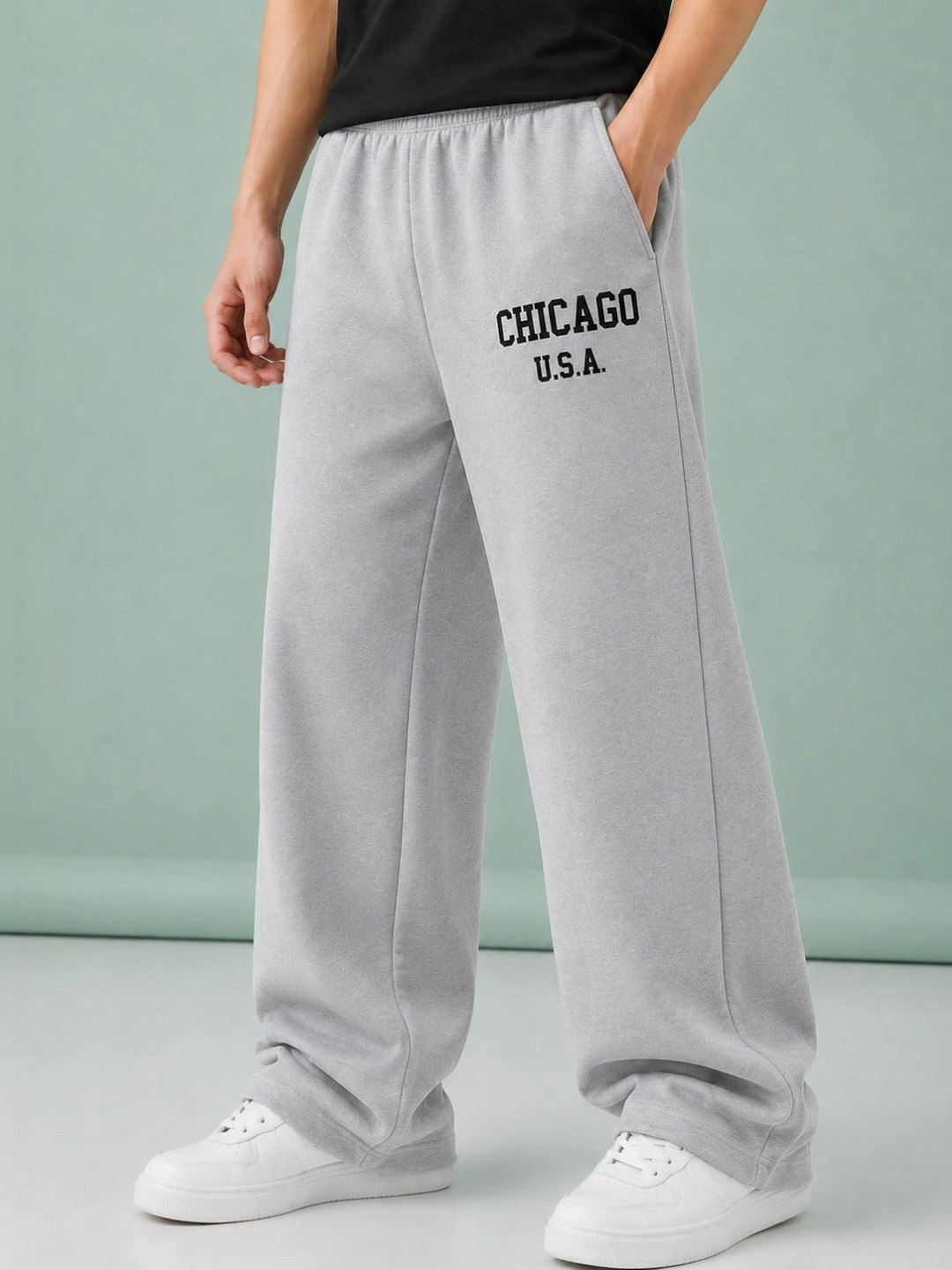 TEDWOODS Men Typography Wide Leg Nylon Casual Track Pants