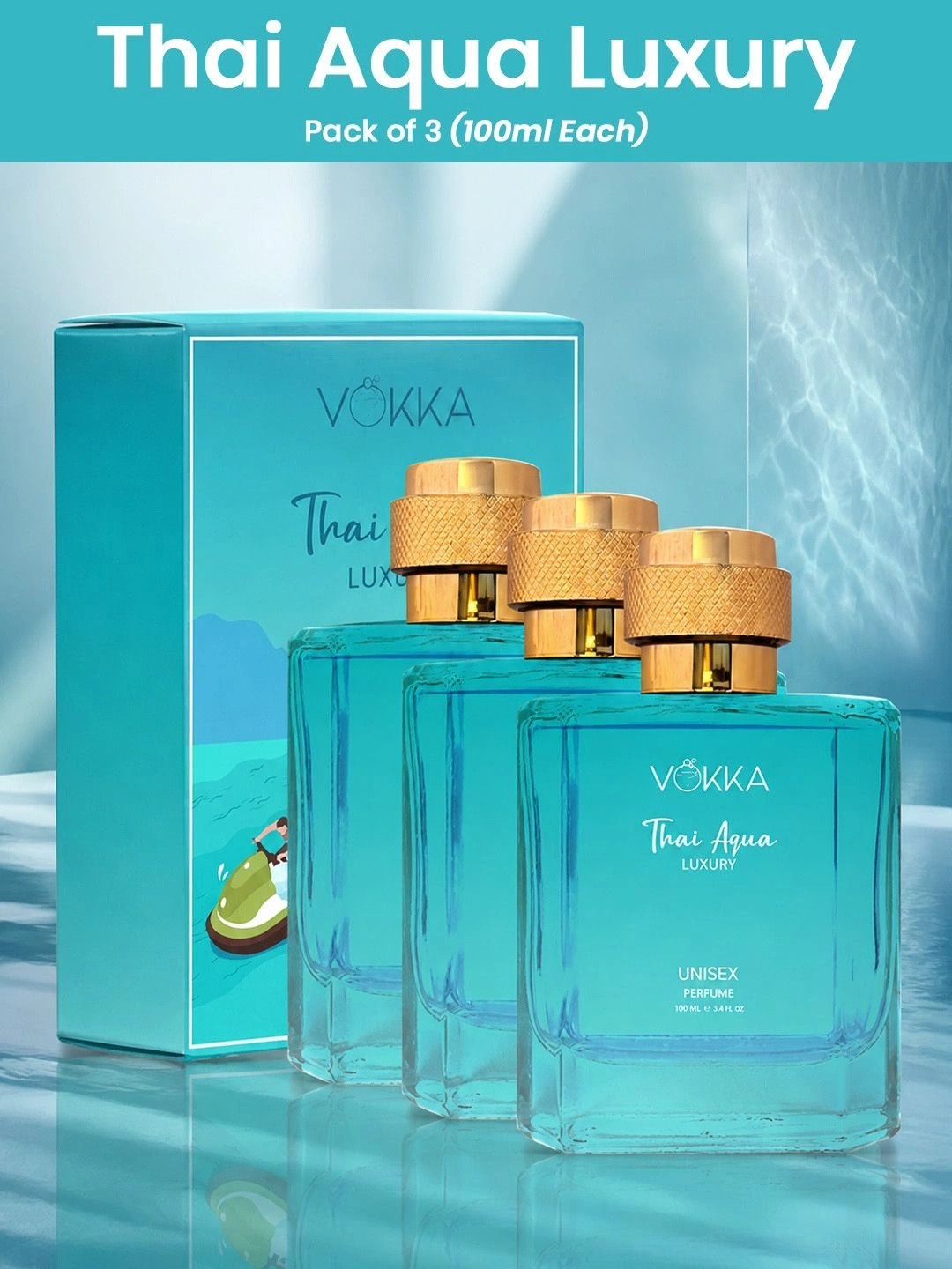 VOKKA Pack Of 3 Unisex Thai Aqua Eau de Parfum - 100 ml Each