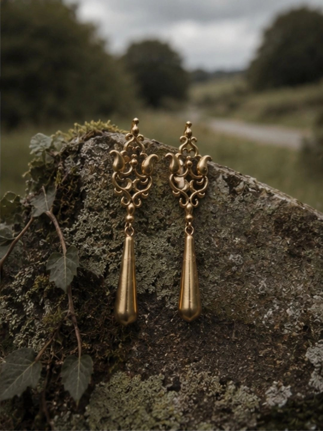 CINNABAR Antique Brass Drop Earrings