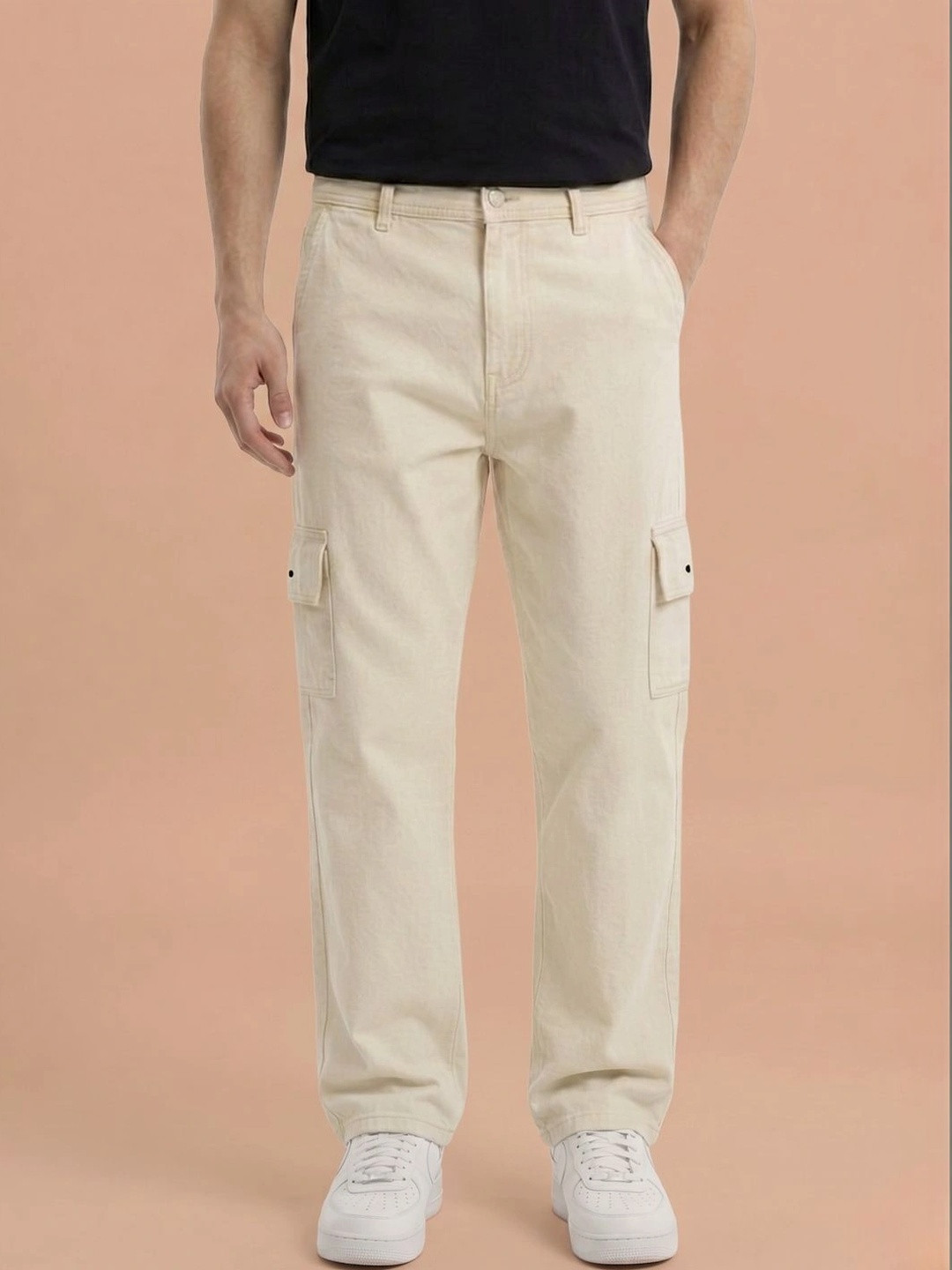 Hyraa Club Men Straight Fit Mid-Rise Cargo Styles Jeans