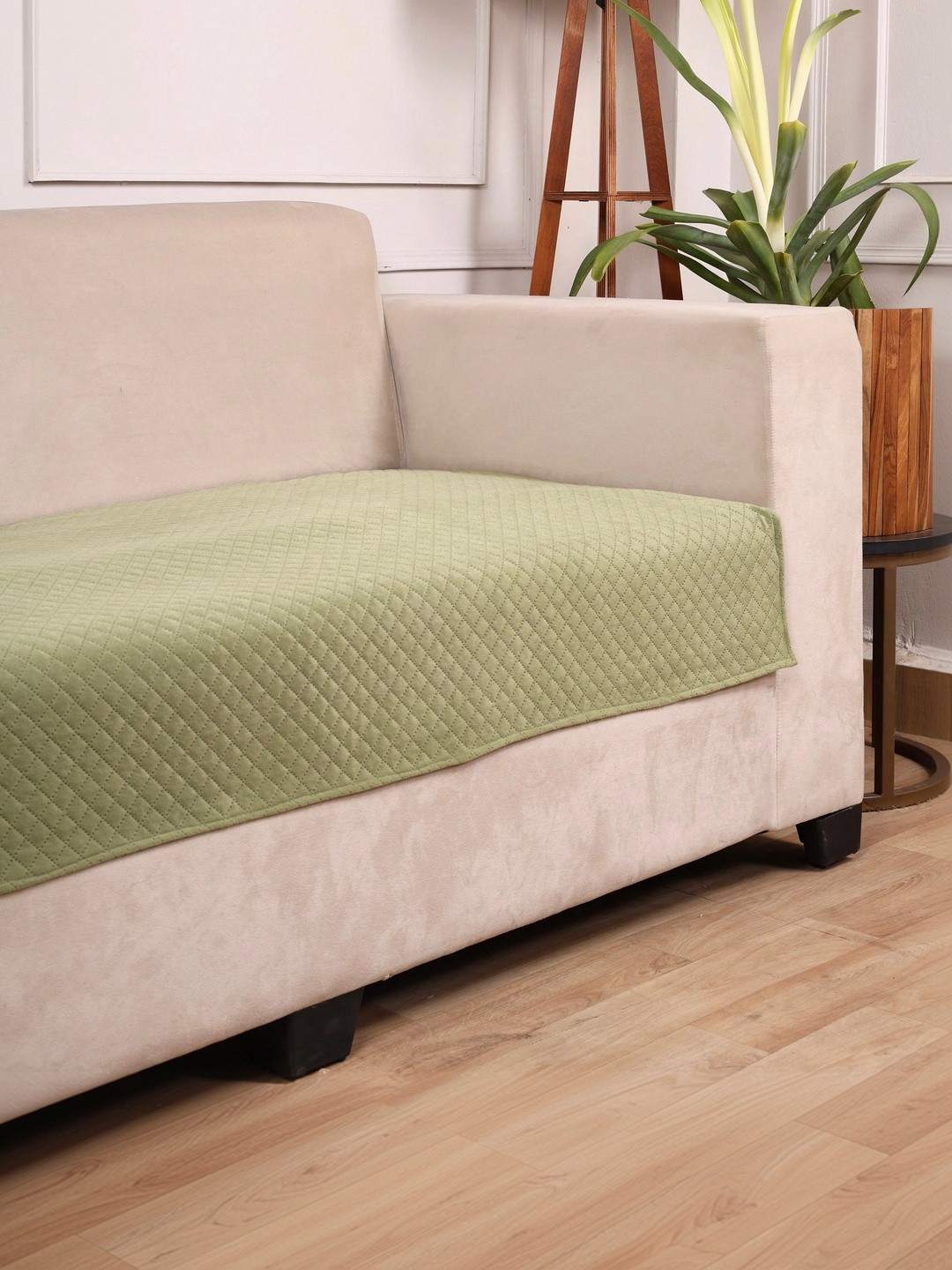 STITCHNEST Eco friendly & no colour fading Faux Suede Washable 2 Seater Sofa Cover-