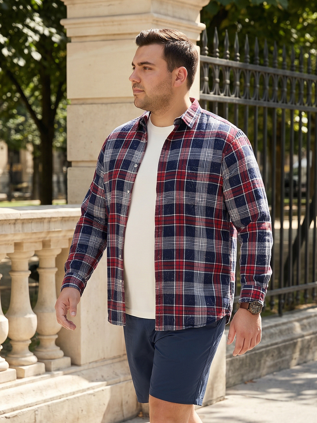 Sztori Plus Size Checked Pure Cotton Casual Shirt