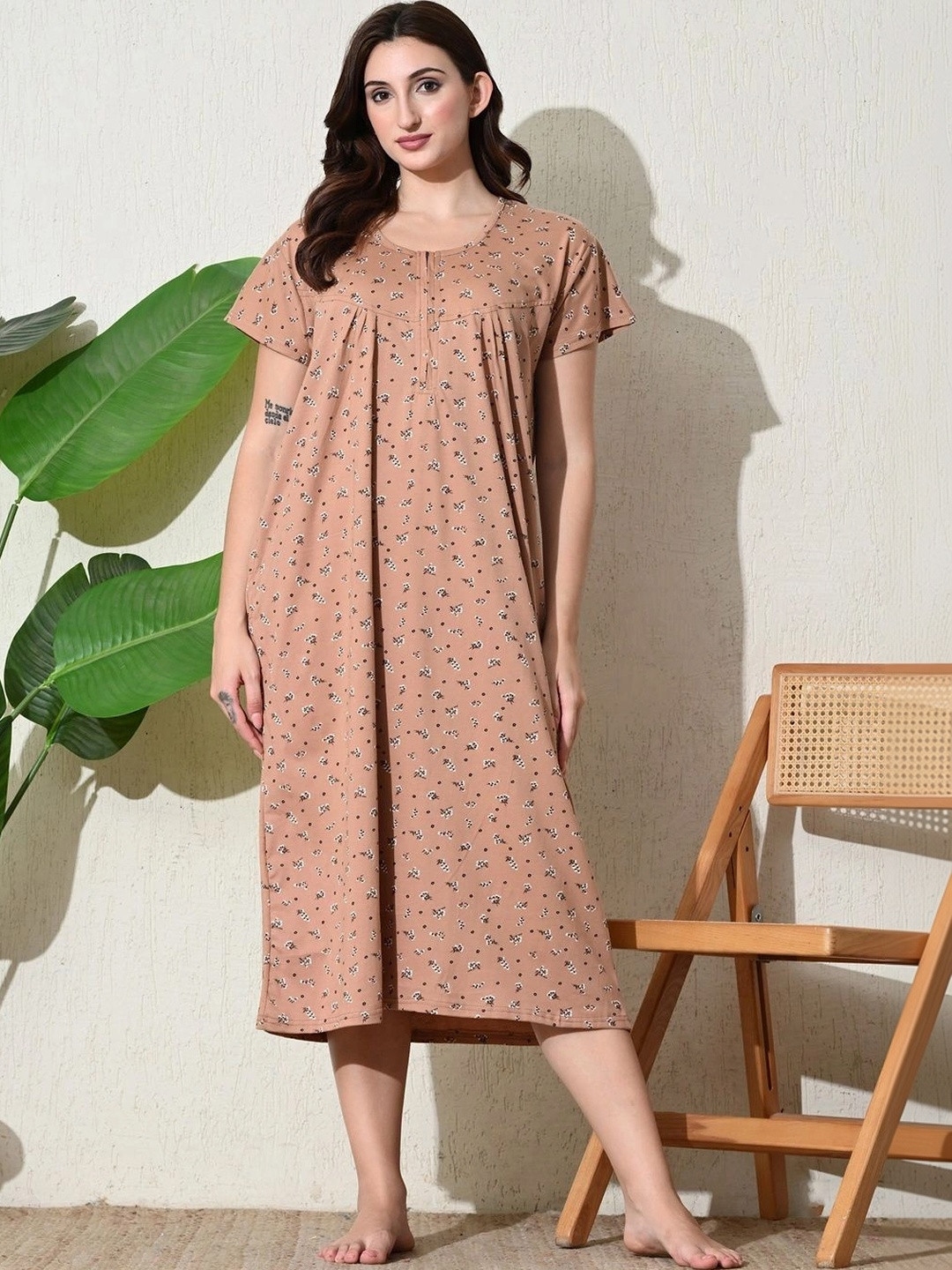 DREAMLILY Printed Nightdress