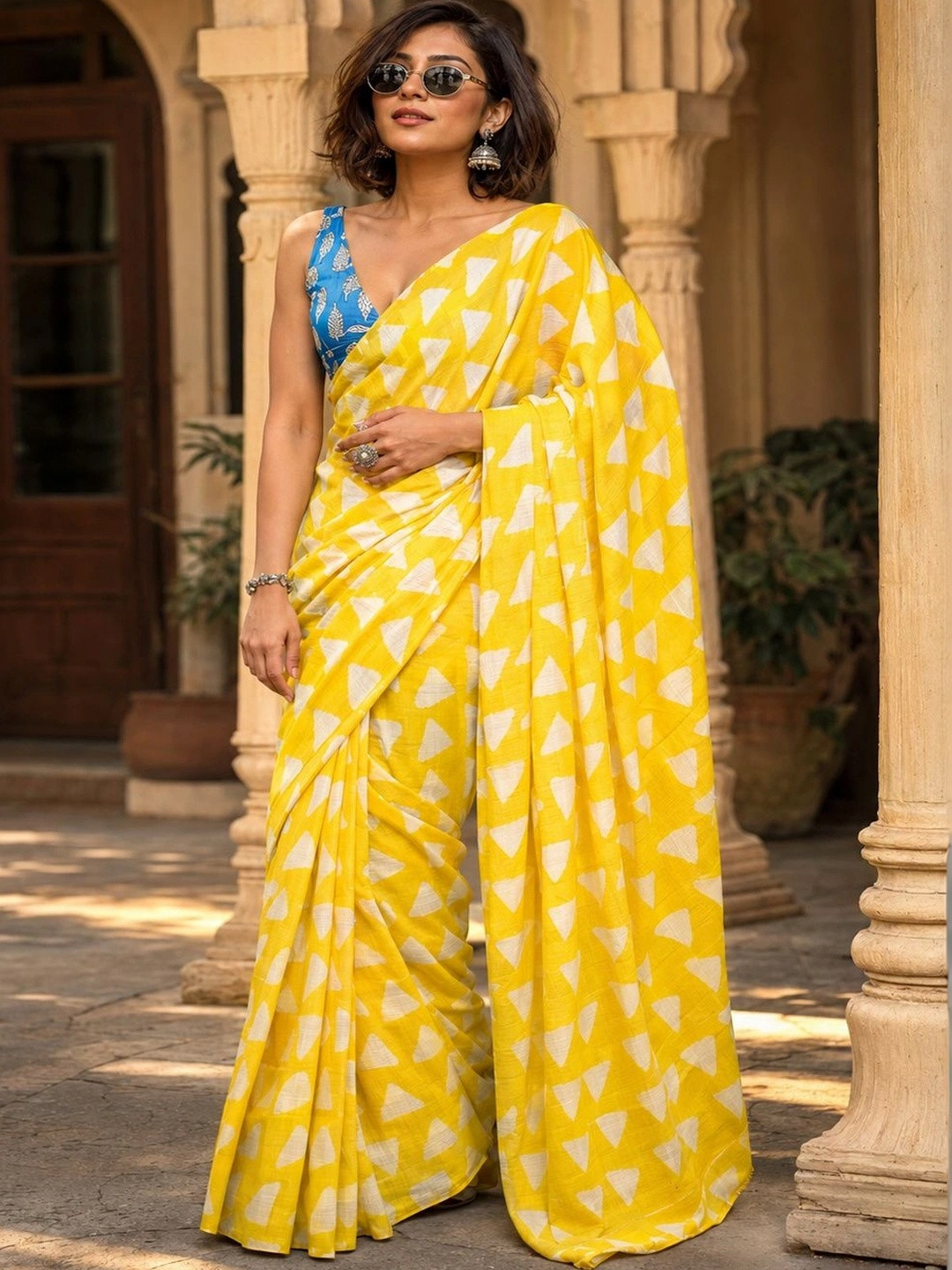 Aruniti Label Pure Cotton Block Print Saree