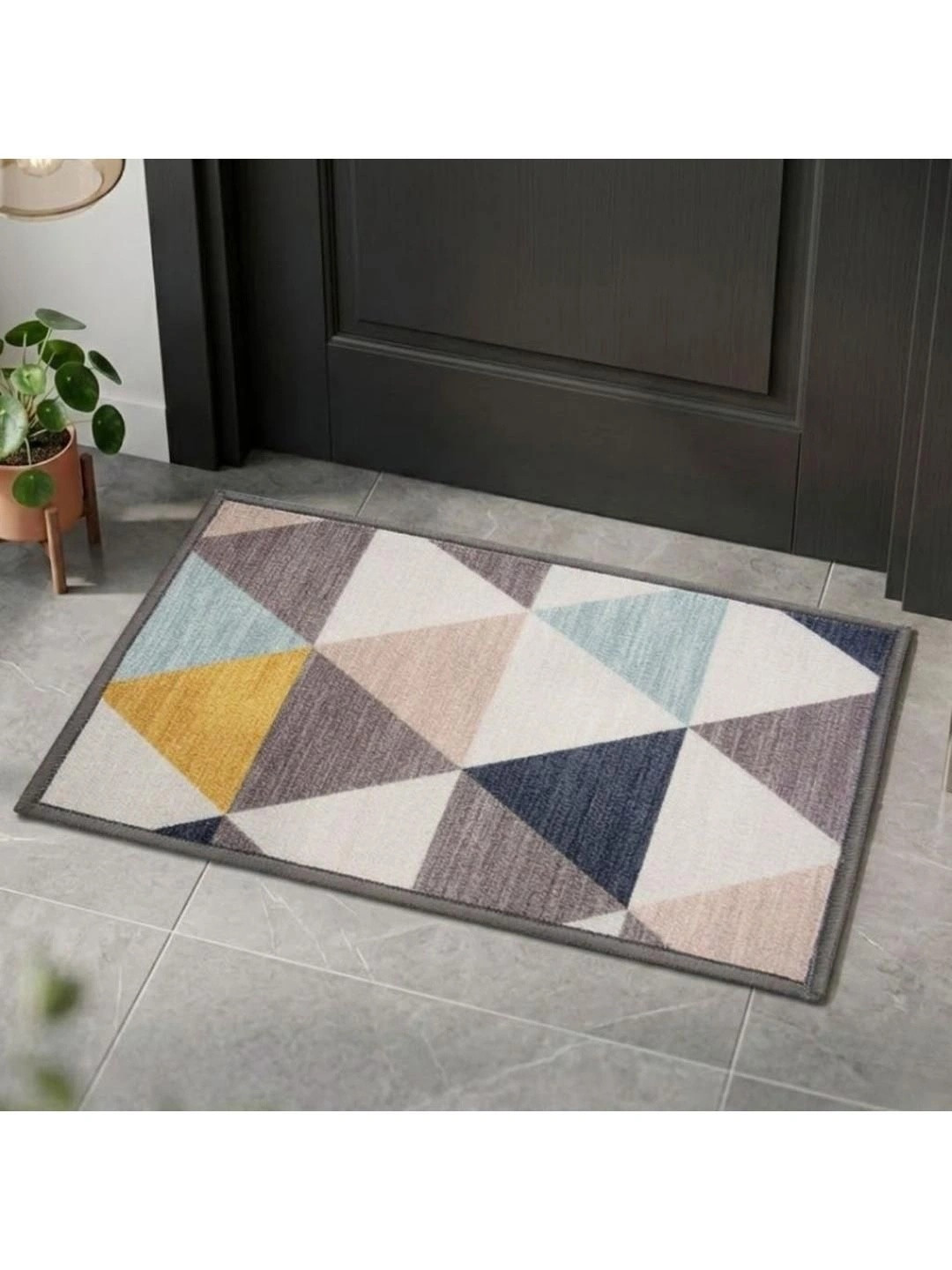 Athom Trendz Brown & Off-White Floral Printed Anti-Slip Doormat 37 x 57 cm