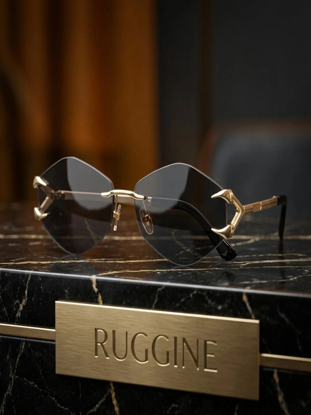 RUGGINE Unisex Grey Lens & Gold-Toned Other Sunglasses with