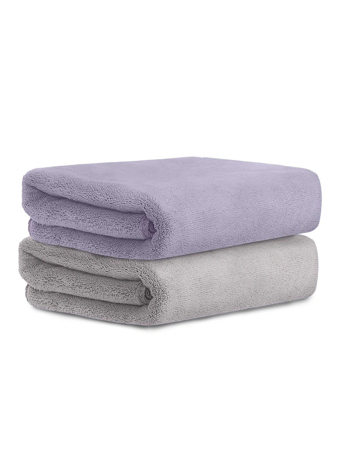 HOUSSE 2-Pcs Grey & Peach 450 GSM Super Absorbent Ultra Soft Hand Towels