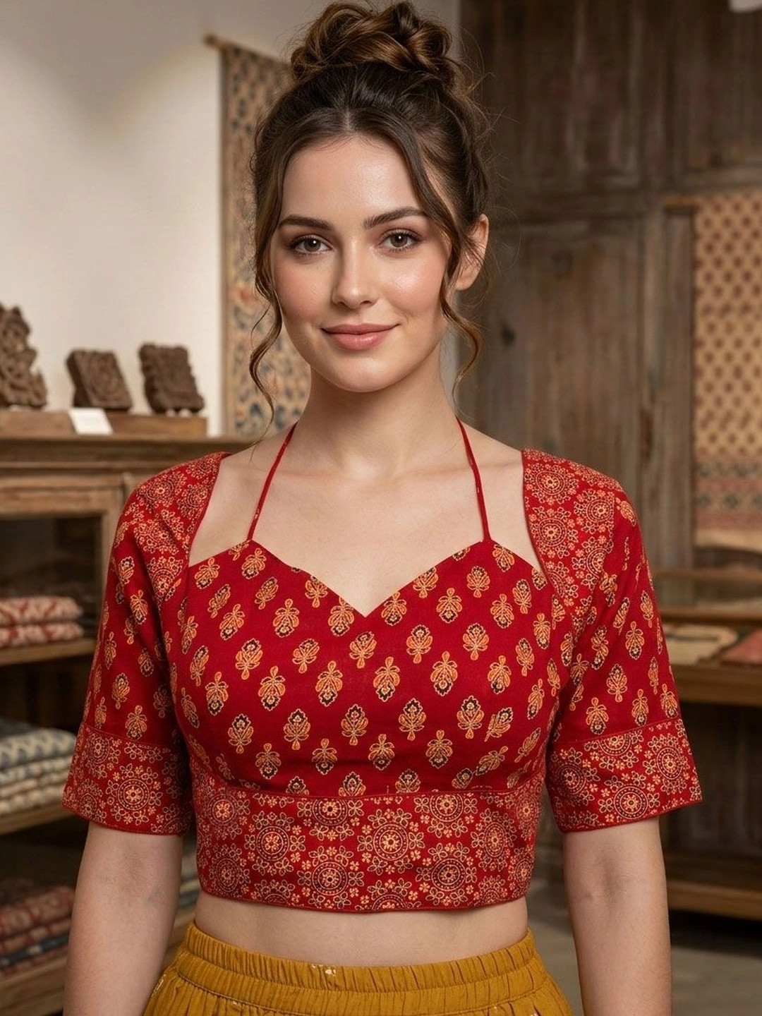 freelax Cotton Printed Saree Blouse
