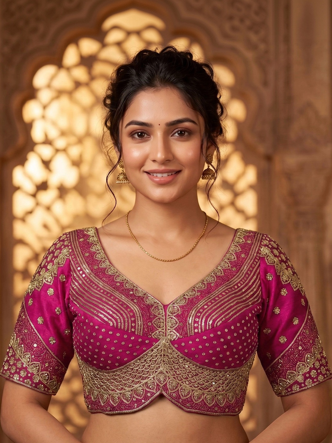freelax Cotton Embellished Sequinned Saree Blouse