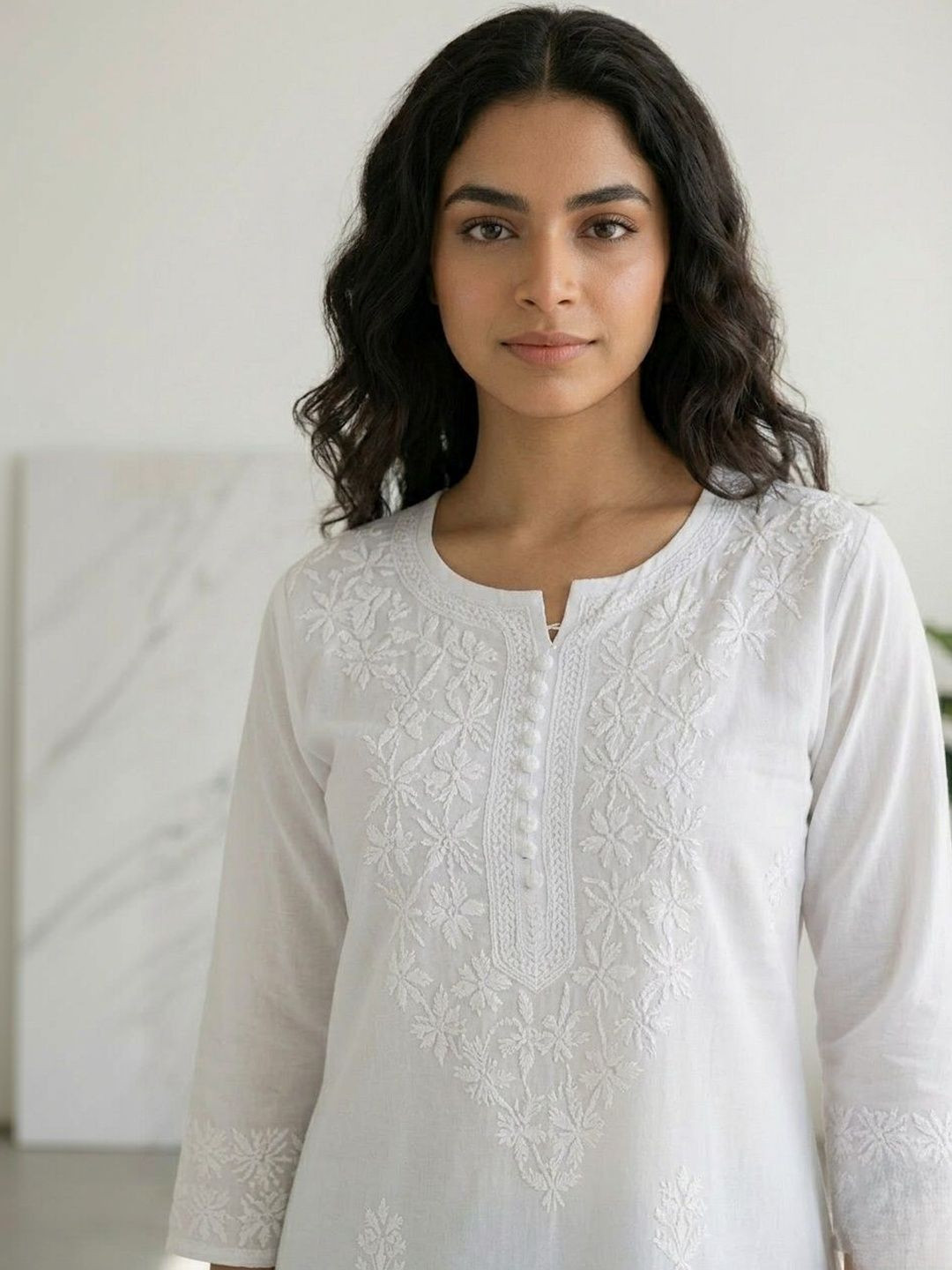 Elaasa Women Ethnic Motifs Embroidered Chikankari Kurta