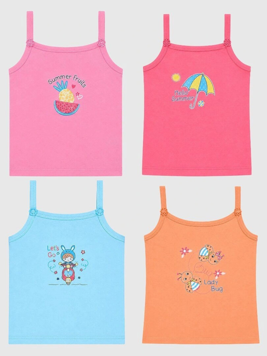 DYCA Girls Pack Of 4 Assorted Camisoles