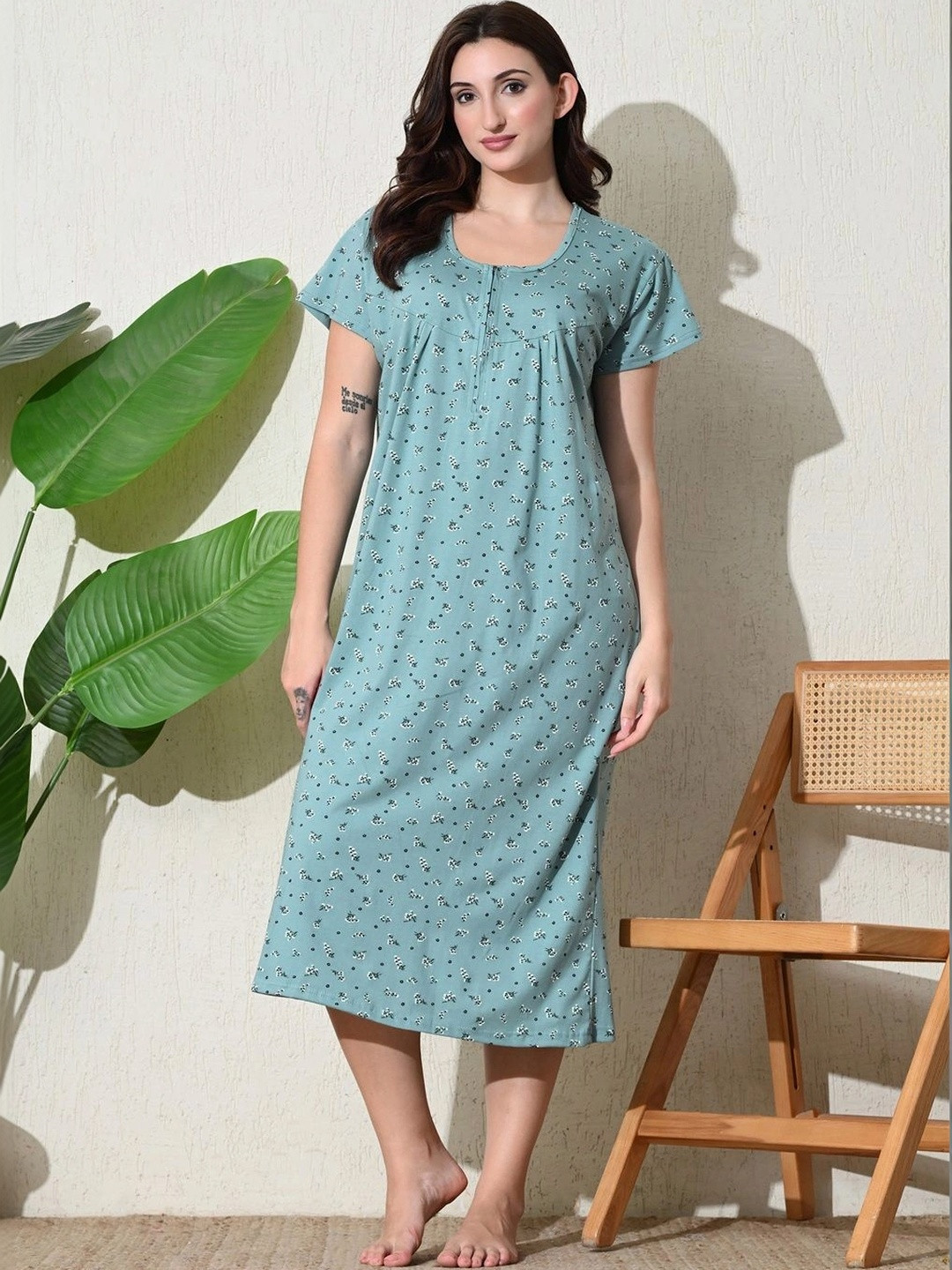 DREAMLILY Printed Nightdress