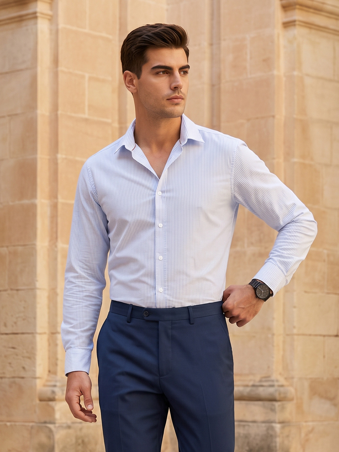 INVICTUS Men Slim Fit Striped Semiformal Shirt