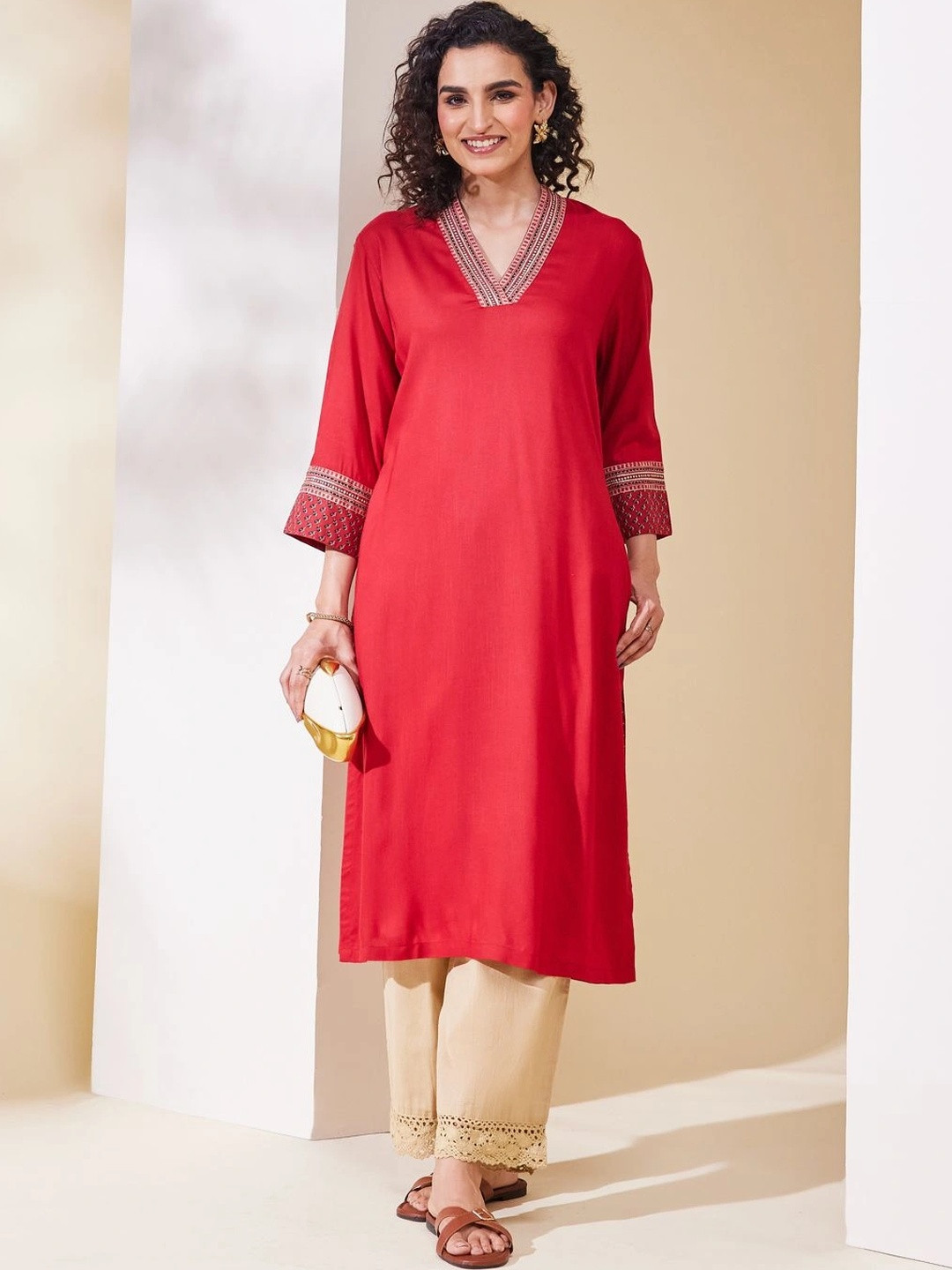 Biba Women Ethnic Motifs Embroidered Thread Work Kurta