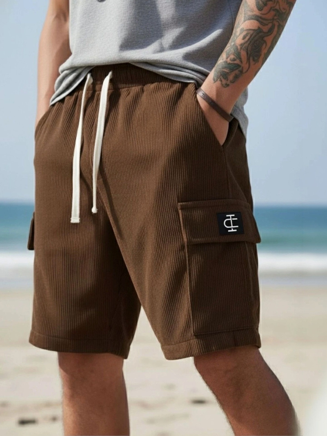 SZN Men Mid-Rise Cotton Cargo Shorts
