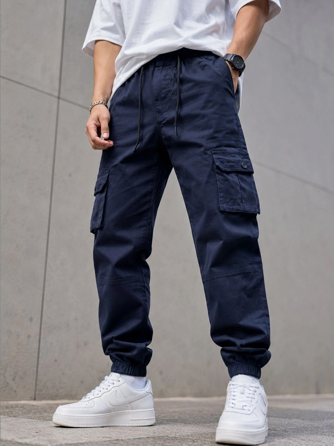 CINOCCI Men Relaxed Cargos Trousers