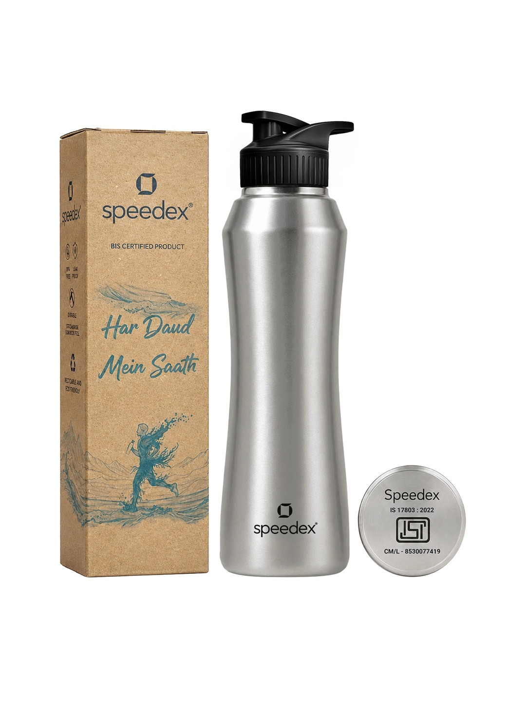 Speedex Silver-Toned & Black Set of 3 Stainless Steel Solid Smart Vacuum Water Bottle