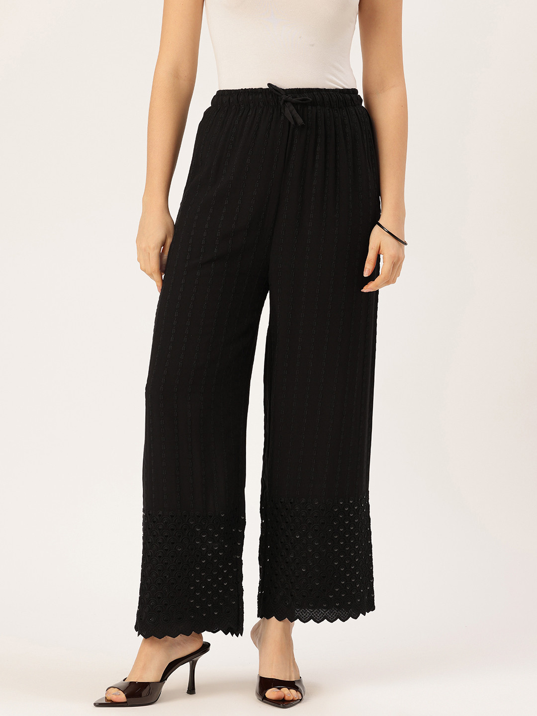 FERANOID Women Knitted Ethnic Palazzos