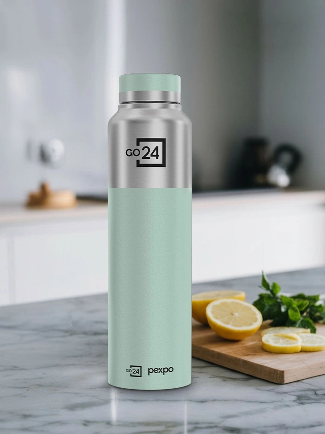 Go24 Sea Green Stainless Steel Single Wall Vacuum Water Bottle 950ml