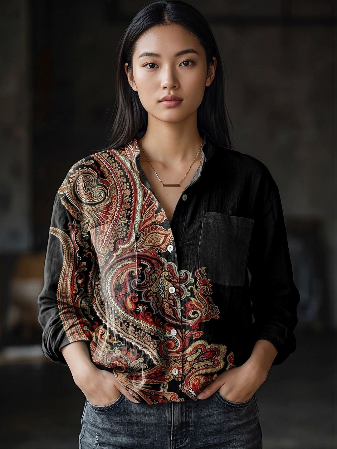 Regular Fit Ethnic Motif Casual Shirt
