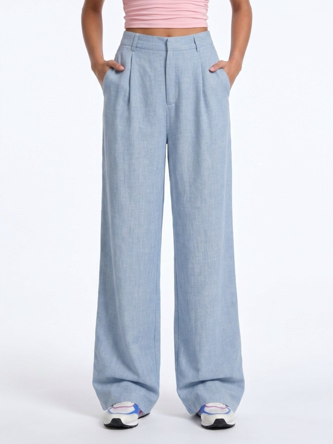glitchez Women Wide Leg Pleated Trousers
