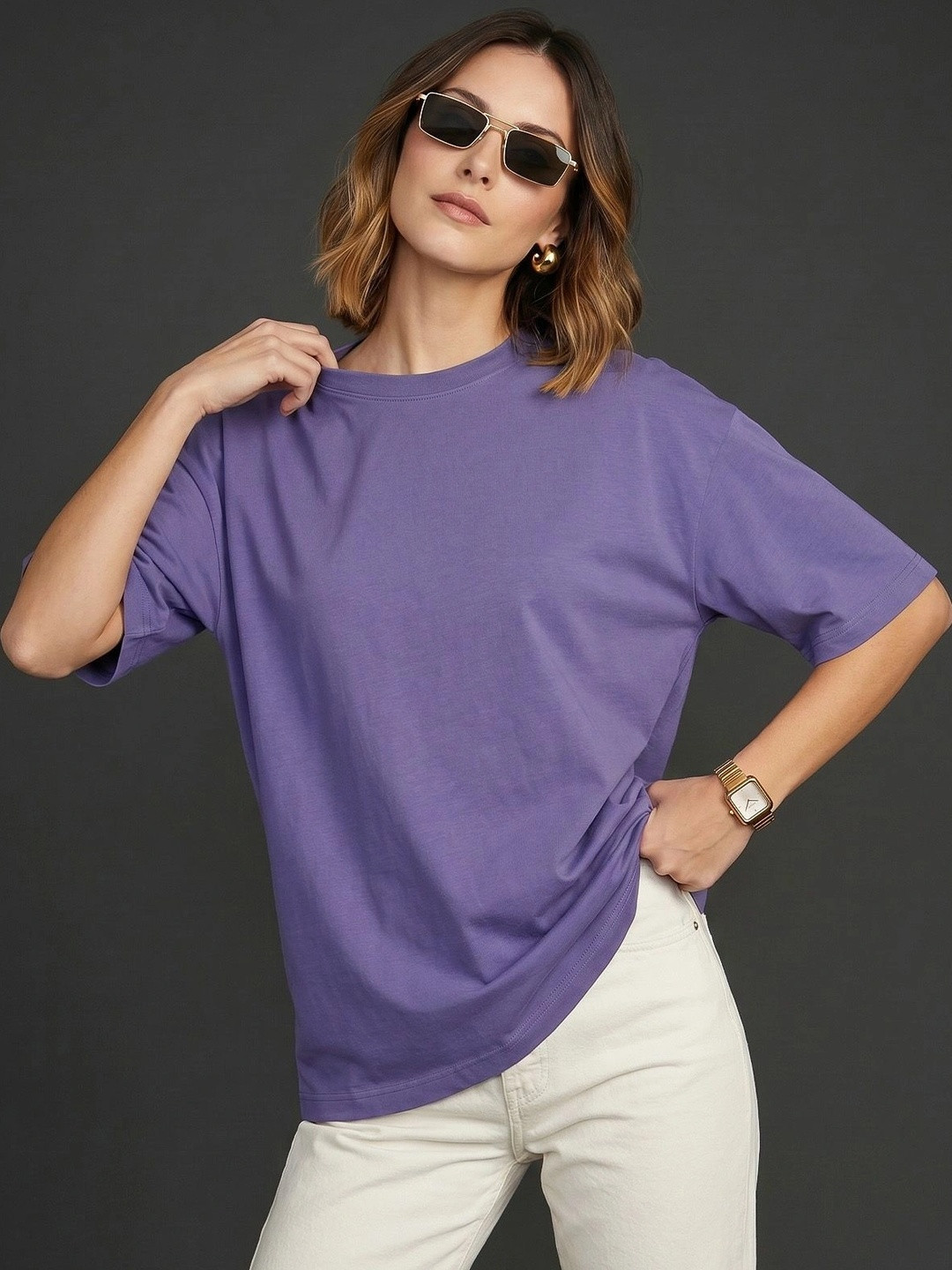 JUNEBERRY Women Oversized Cotton T-Shirt