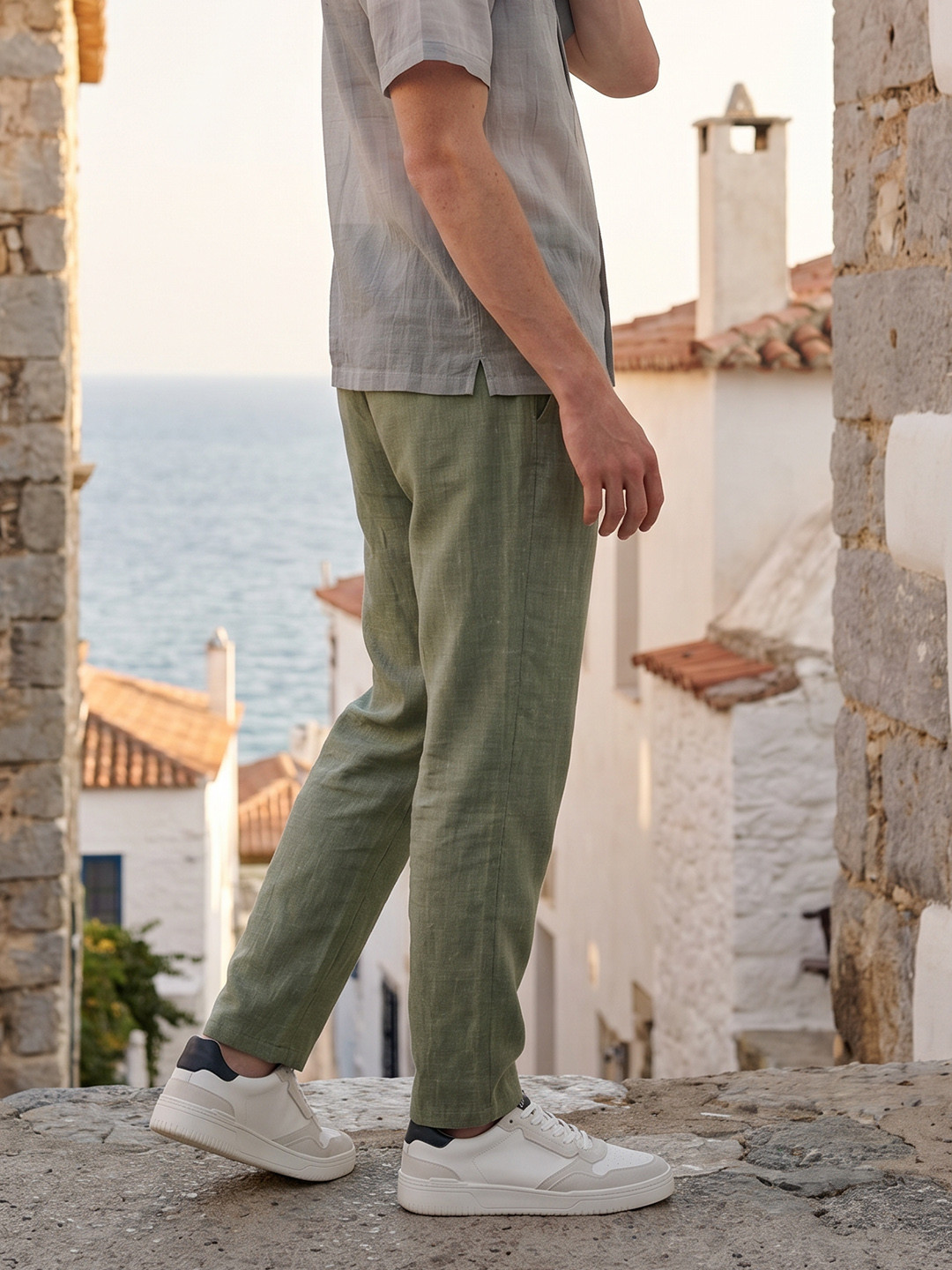 Mast & Harbour Men Relaxed Fit Cotton Linen Trouser