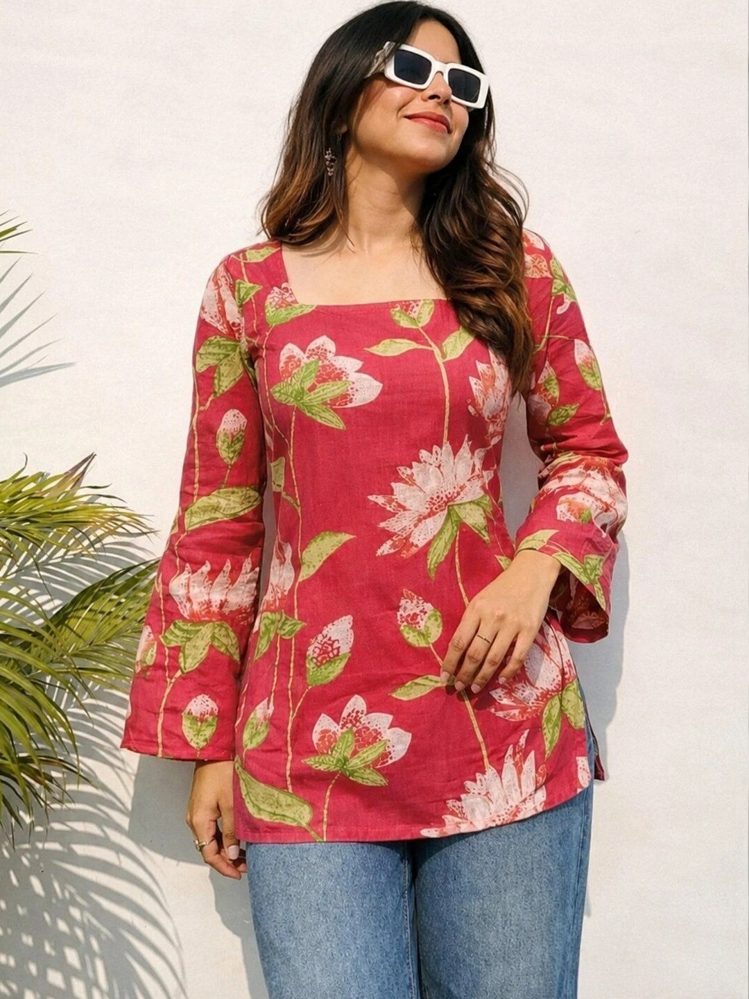 Handish Women Floral Printed Flared Sleeves Floral Kurta