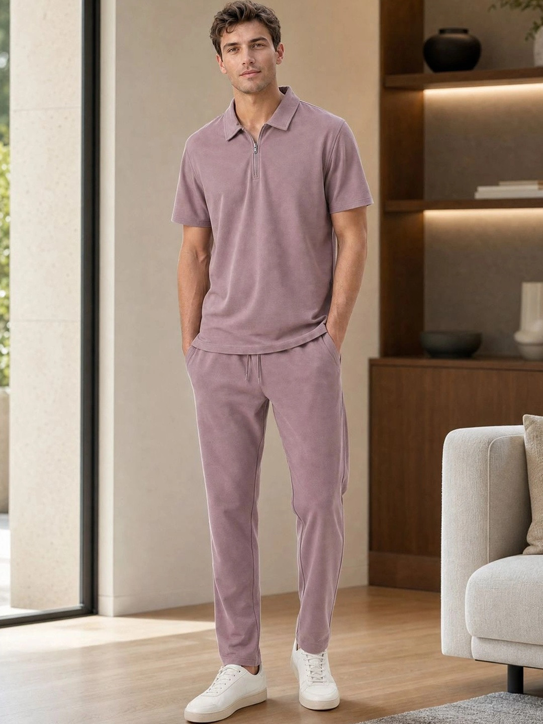 NOBERO Cotton Solid T-shirt with Trousers