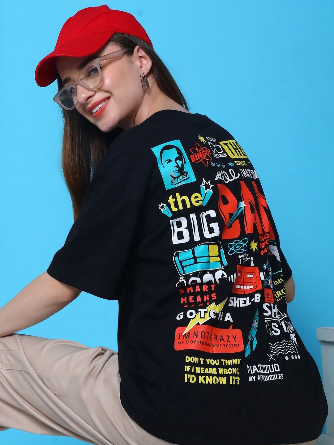 Tromko Graphic Printed Round Neck Short Sleeves Cotton Oversized T-shirt