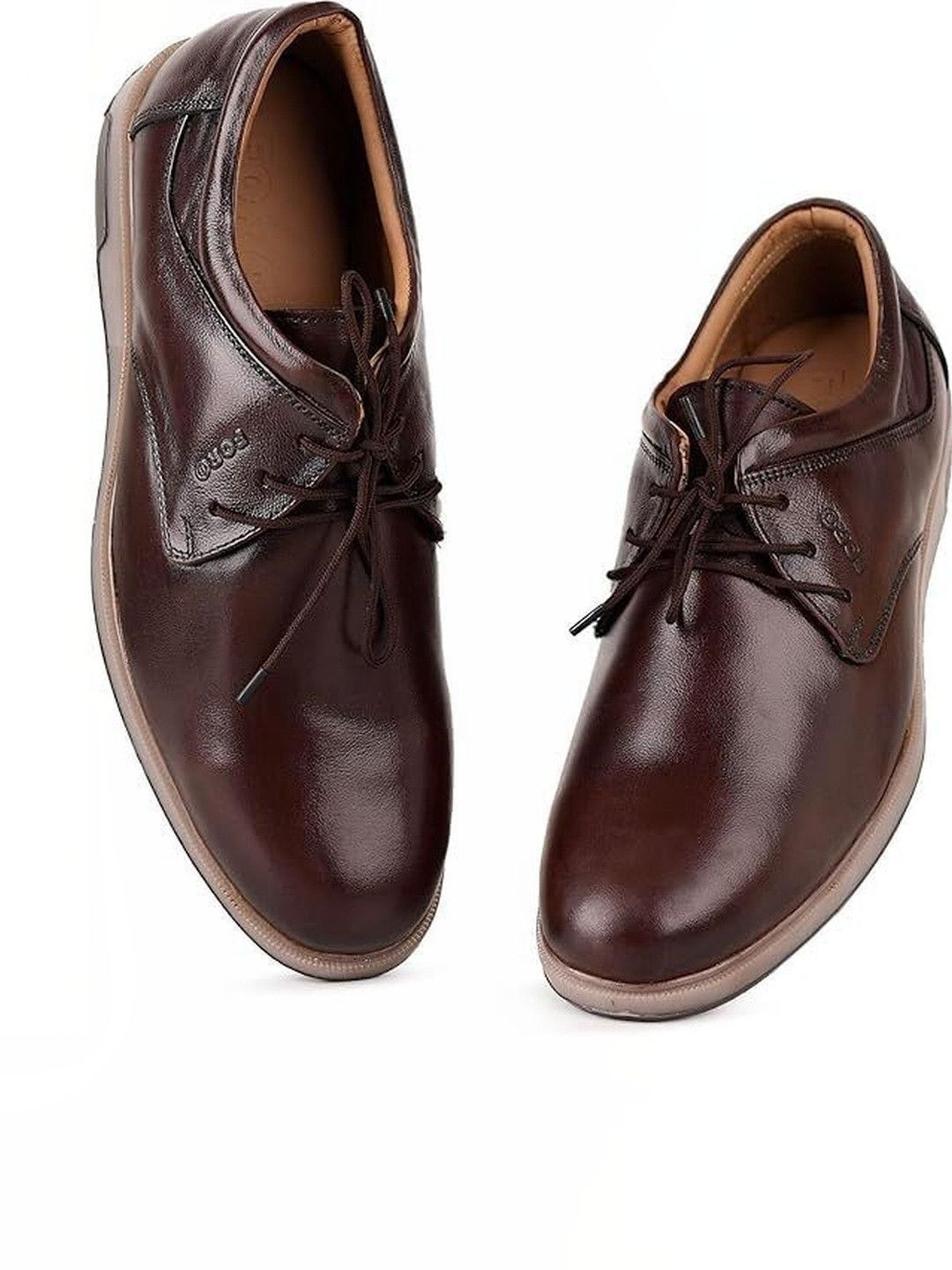 FOR-B Men Leather Round Toe Lace-Ups Formal Oxfords