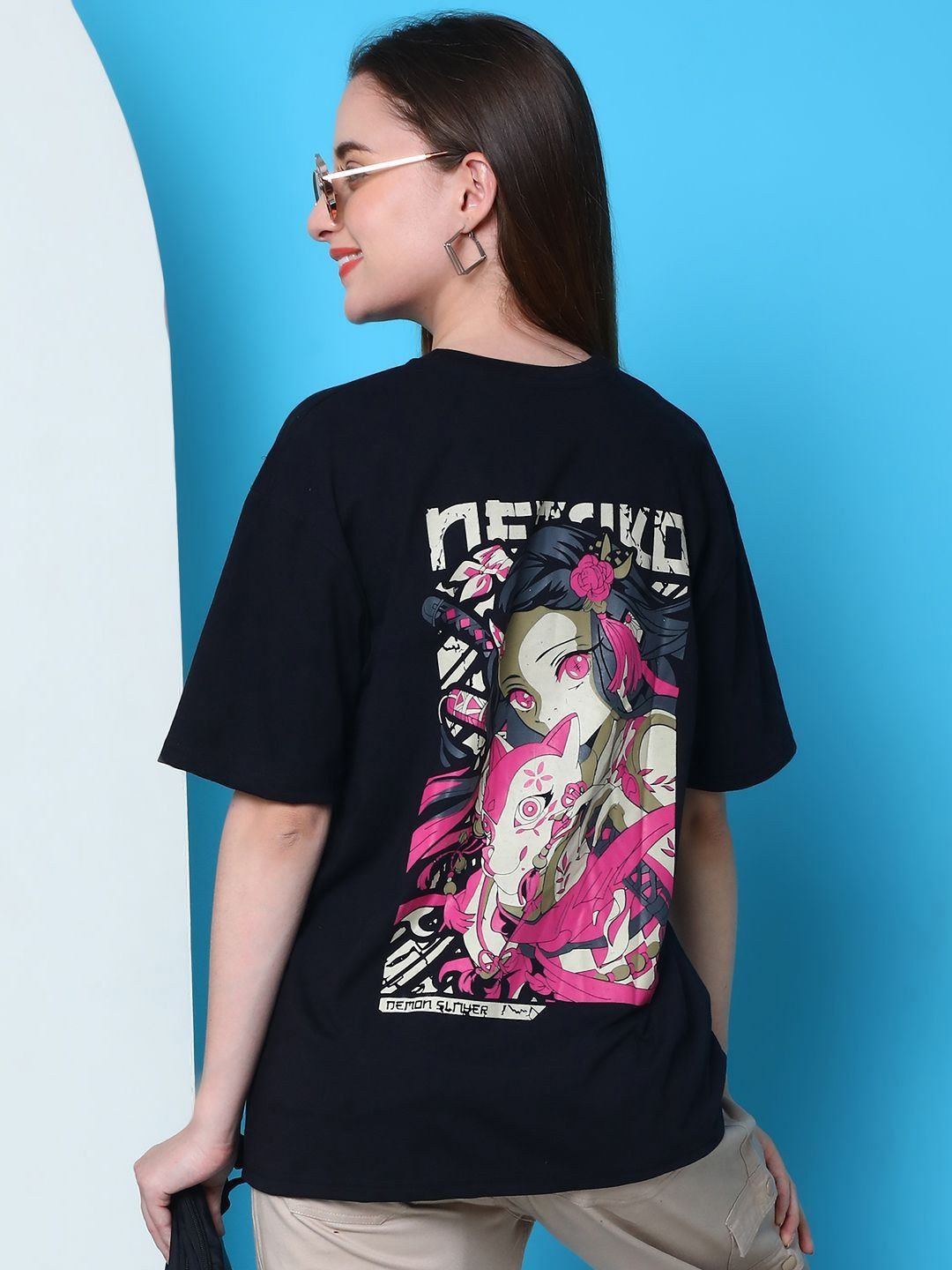 Tromko Graphic Printed Round Neck Short Sleeves Cotton Oversized T-shirt