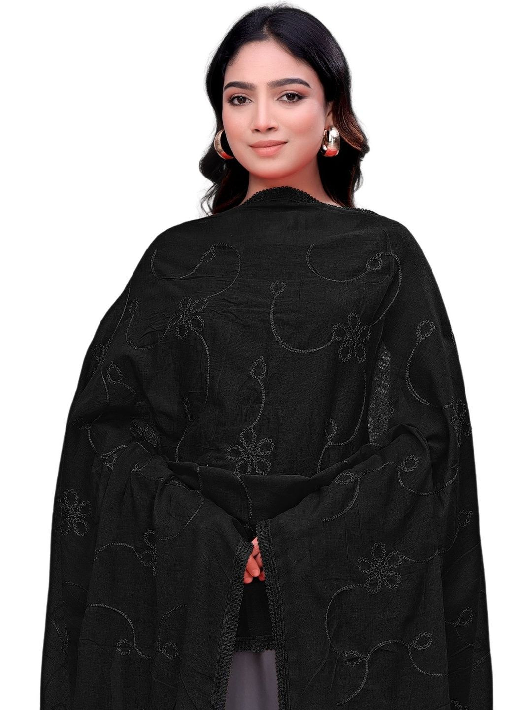 SEKMANY Embroidered Dupatta with Thread Work