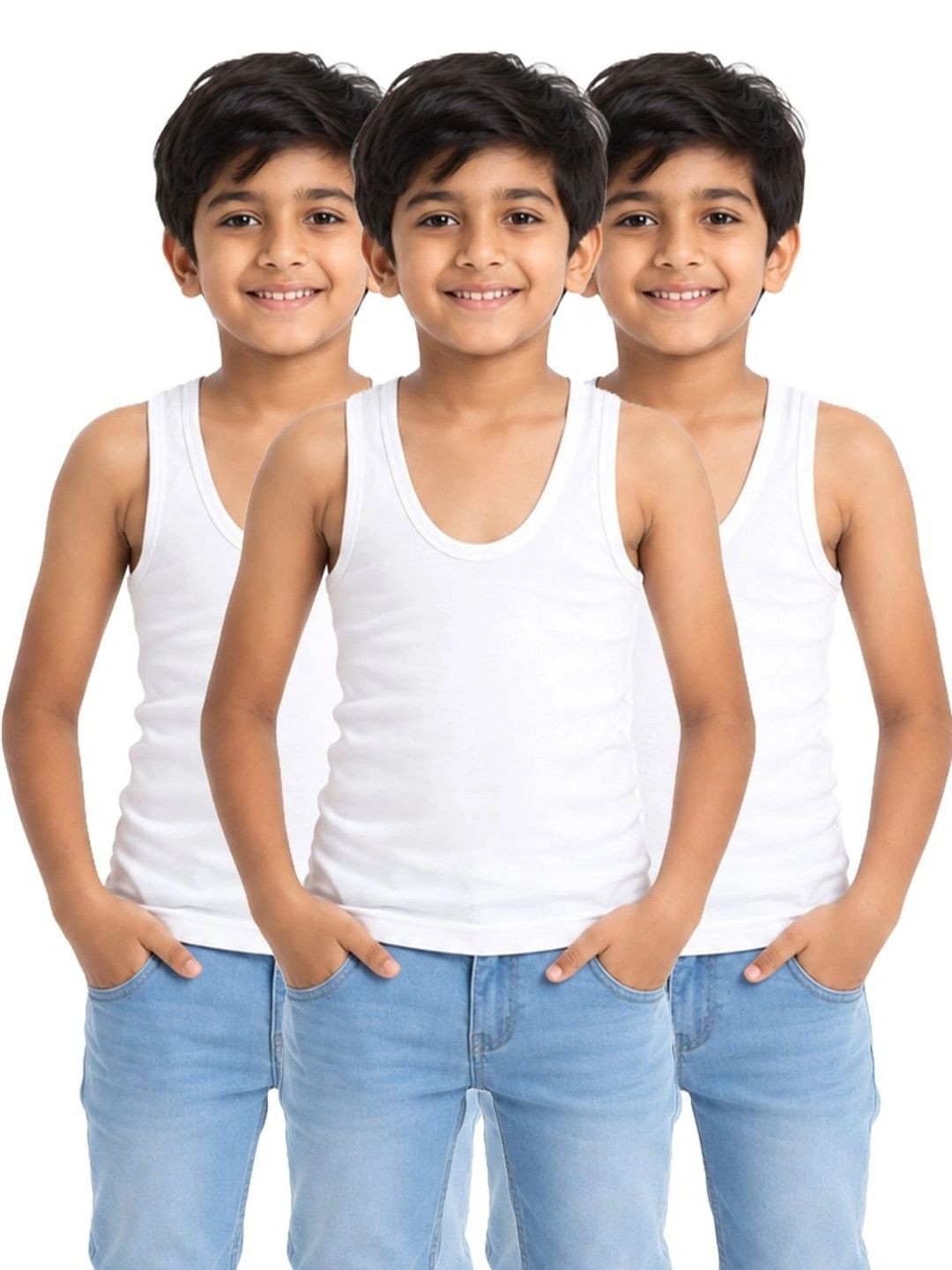 Kids Basket Boys Pack of 3 Cotton Undershirt