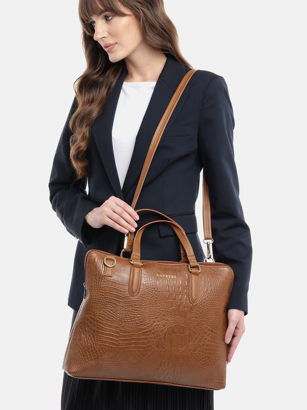 Caprese Flix Women Tan Medium Laptop Bag