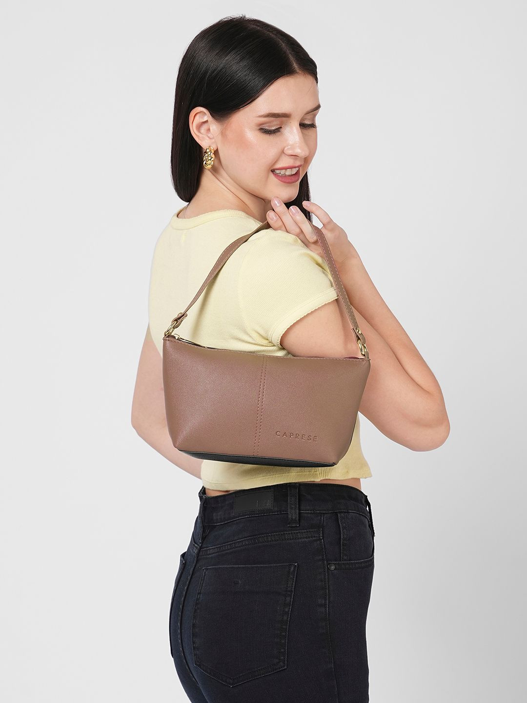 Caprese Colourblocked Baguette Hobo Bag