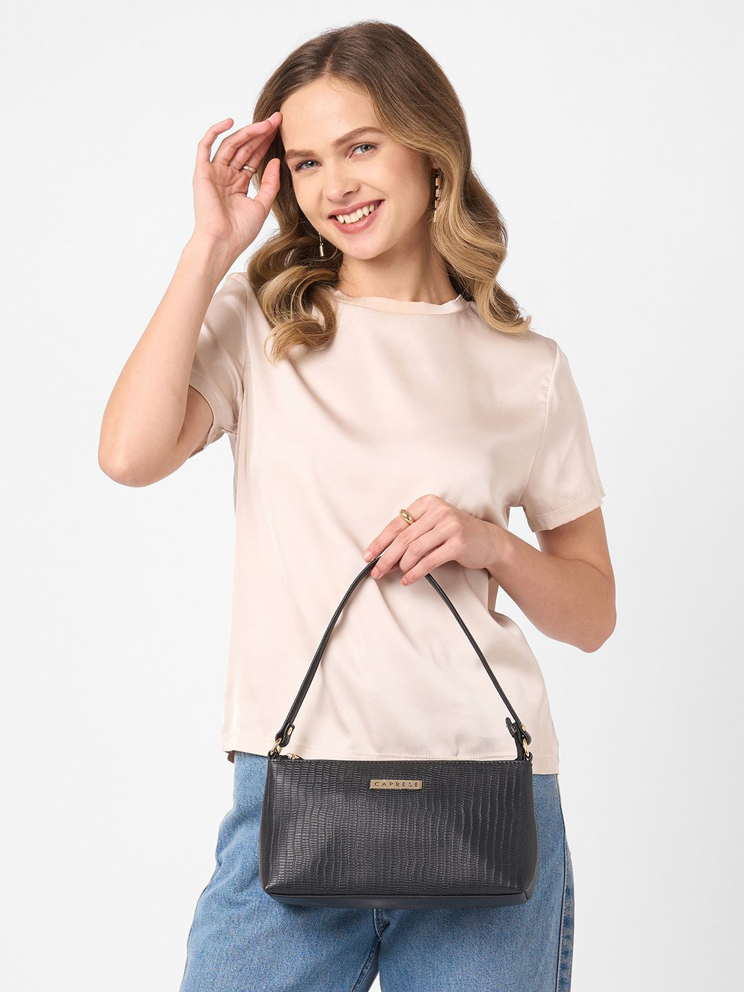 Caprese Textured Baguette Bag