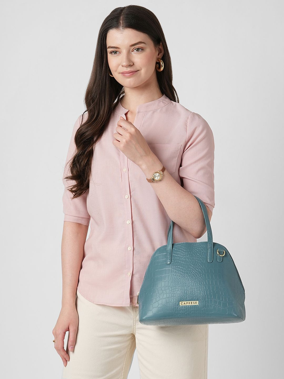 Caprese Croc-Textured Handheld Bag