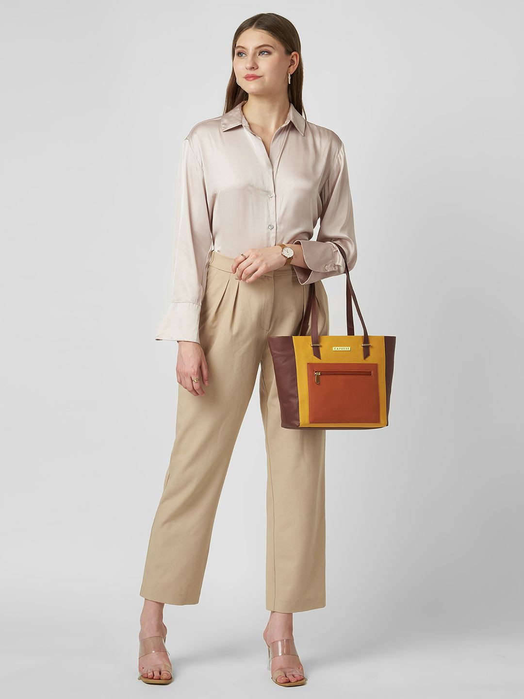Caprese Jelly Colourblocked Structured Shoulder Bag