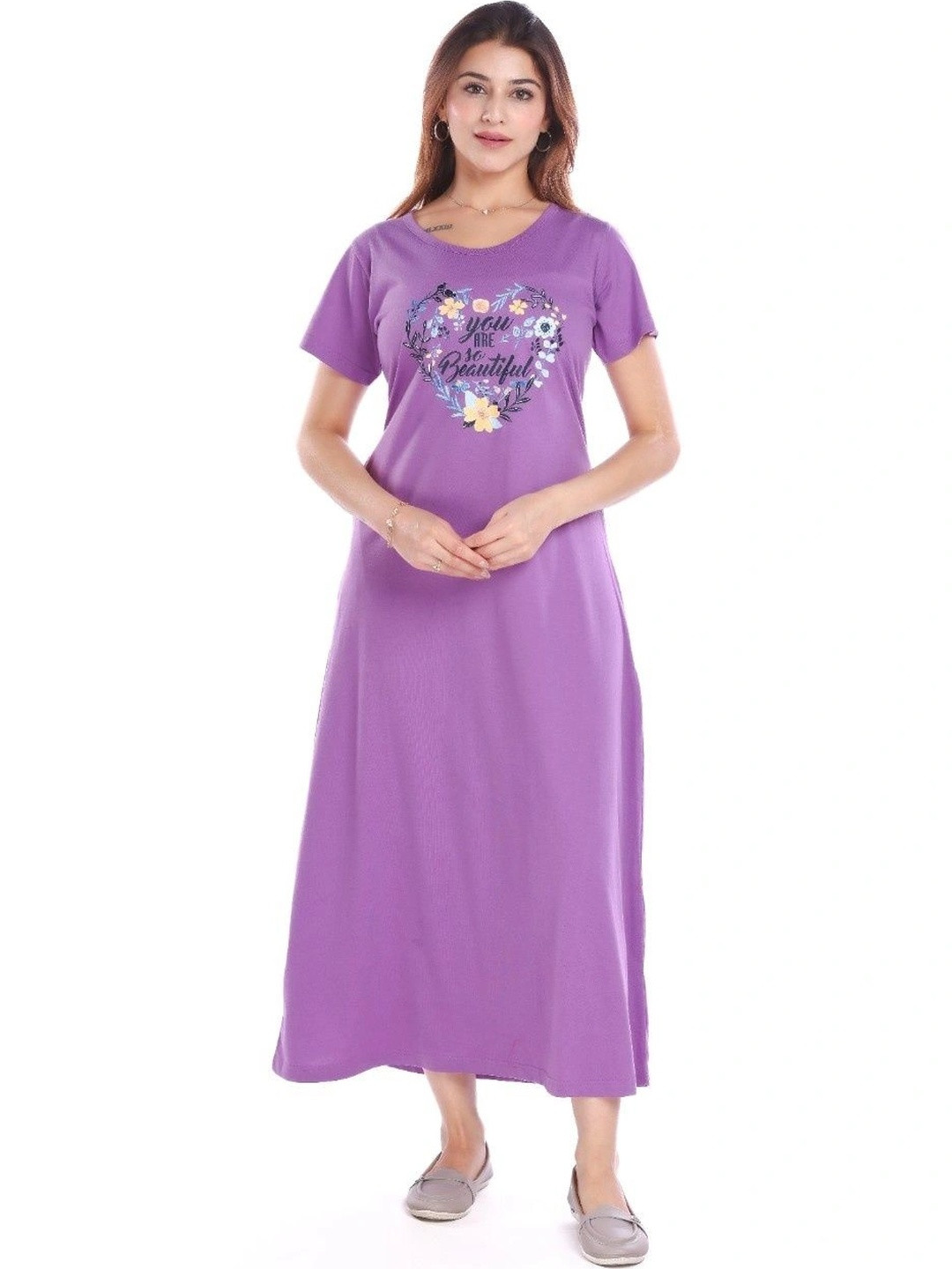 E-MAX Printed Maxi Nightdress