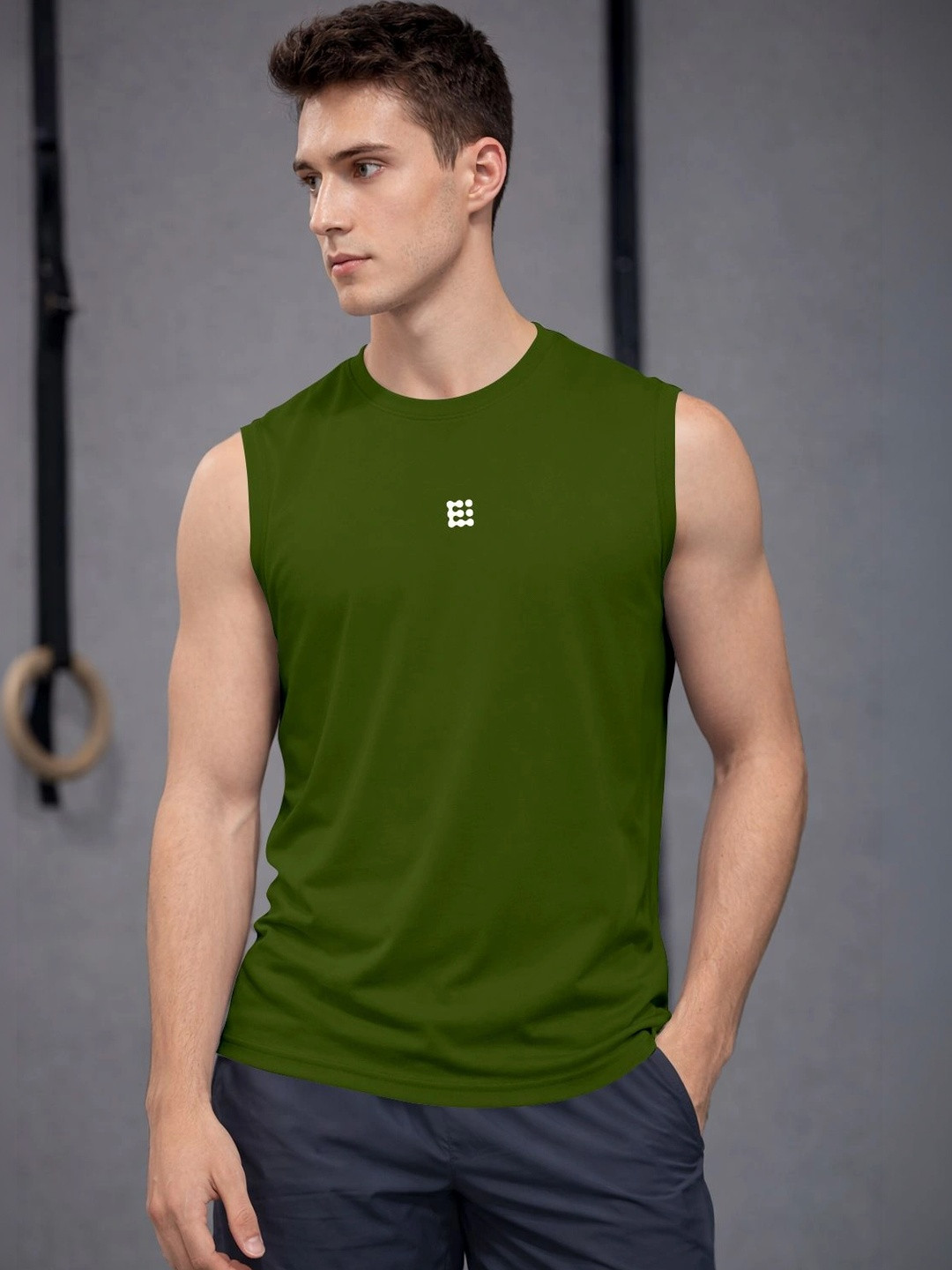 ENRIZZ X FITNESS EXCHANGE Men Brand Logo Printed Dri-FIT T-shirt