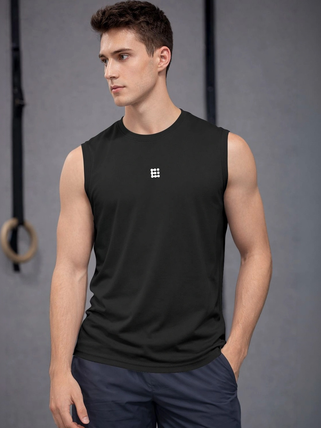 ENRIZZ X FITNESS EXCHANGE Men Brand Logo Printed Dri-FIT T-shirt