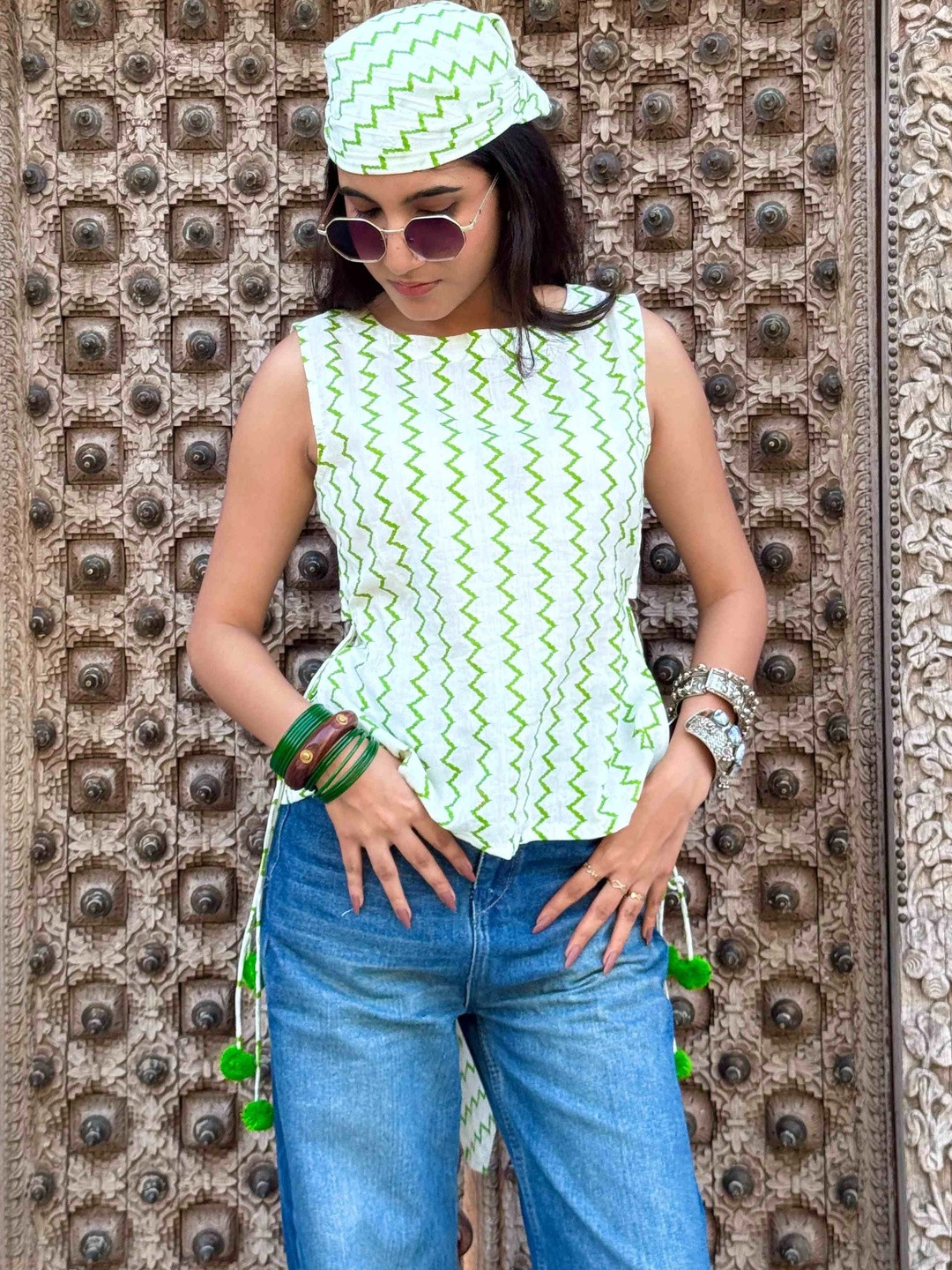 Rashijangidofficial Chevron Printed Pure Cotton Kurti