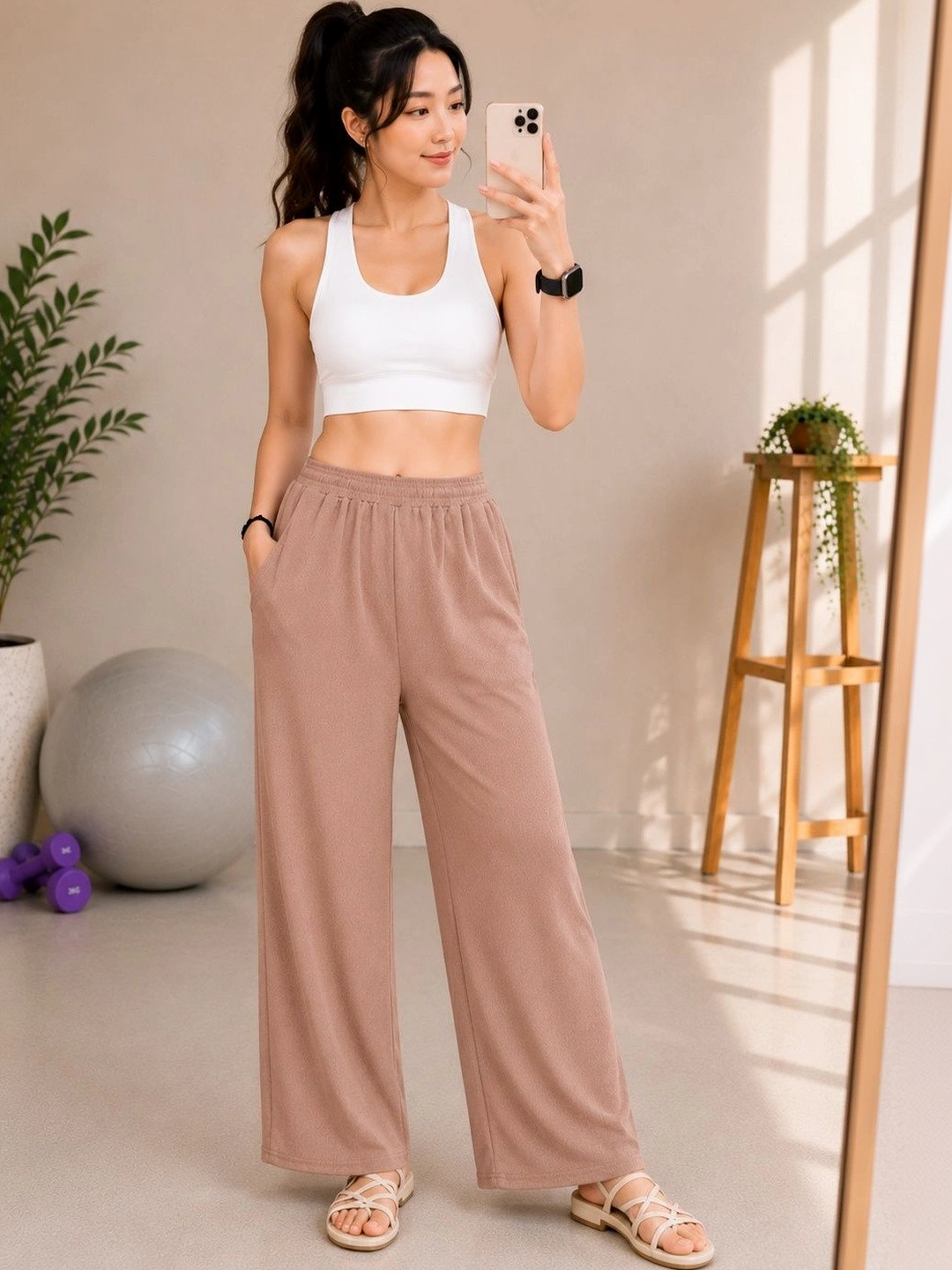 SAKARMAA Women Comfort Loose Fit High-Rise Easy Wash Pleated Trousers