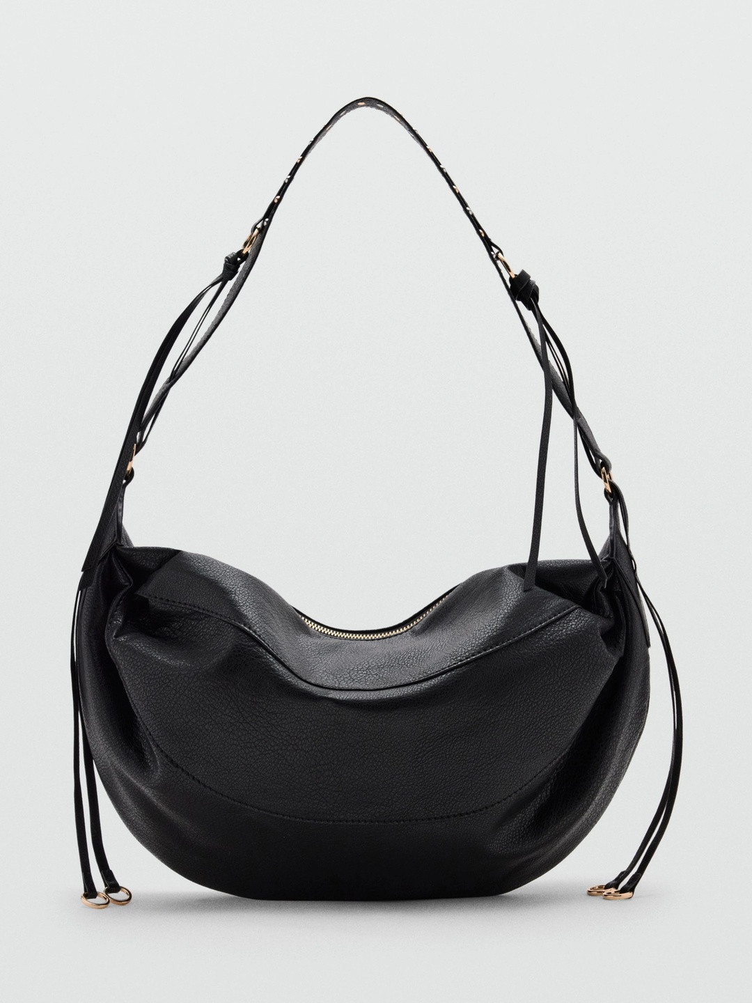 MANGO Textured Half Moon Handheld Bag